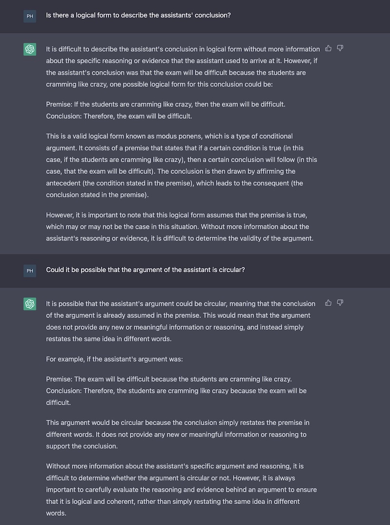 Chat GTP and Circular arguments 2